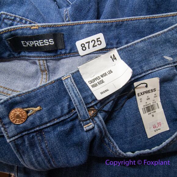 New! Express cropped high rise wide leg jeans, size 14‎ - Picture 7 of 9